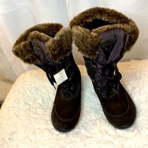 Nwt Lands End Sz 6 1/2 D Faur Fur Boots